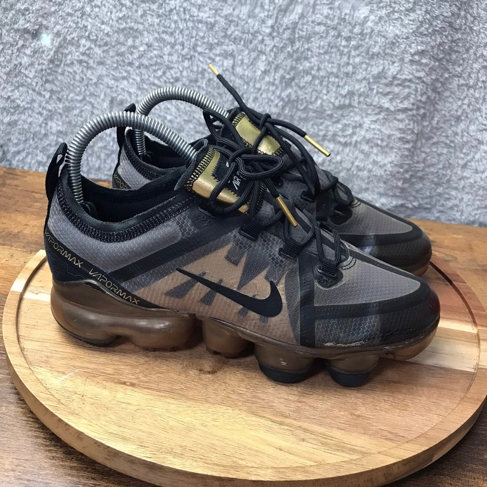 Nike Air Vapormax 2019 Youth 5.5Y Womens 7 Grey Black Gold Running Sneakers